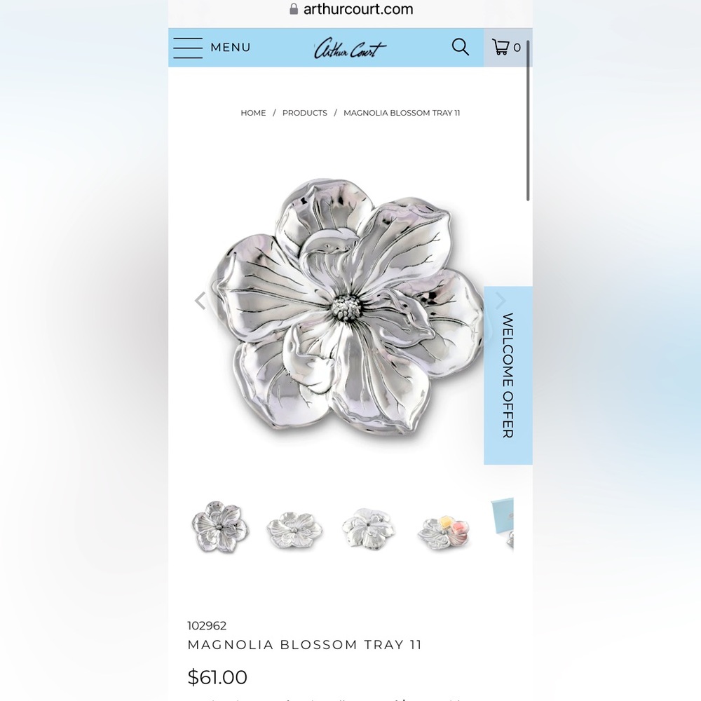 Arthur Court's 11" Magnolia Blossom Tray